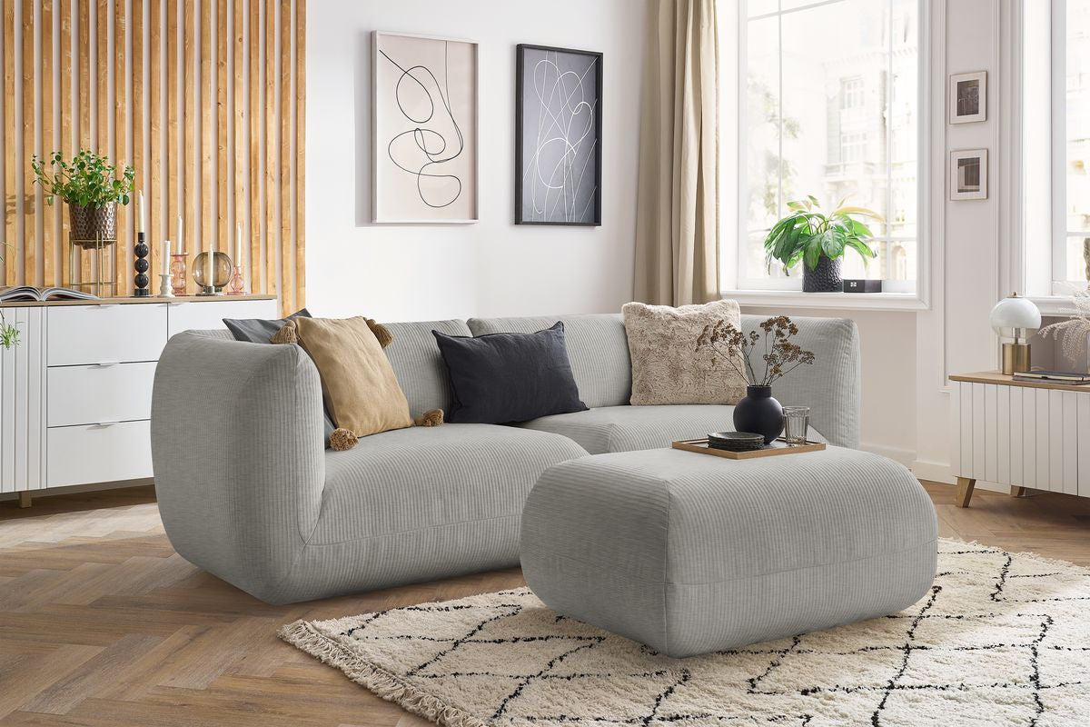Sofa nierozkładany 4-osobowy LECOMTE z małym pufem