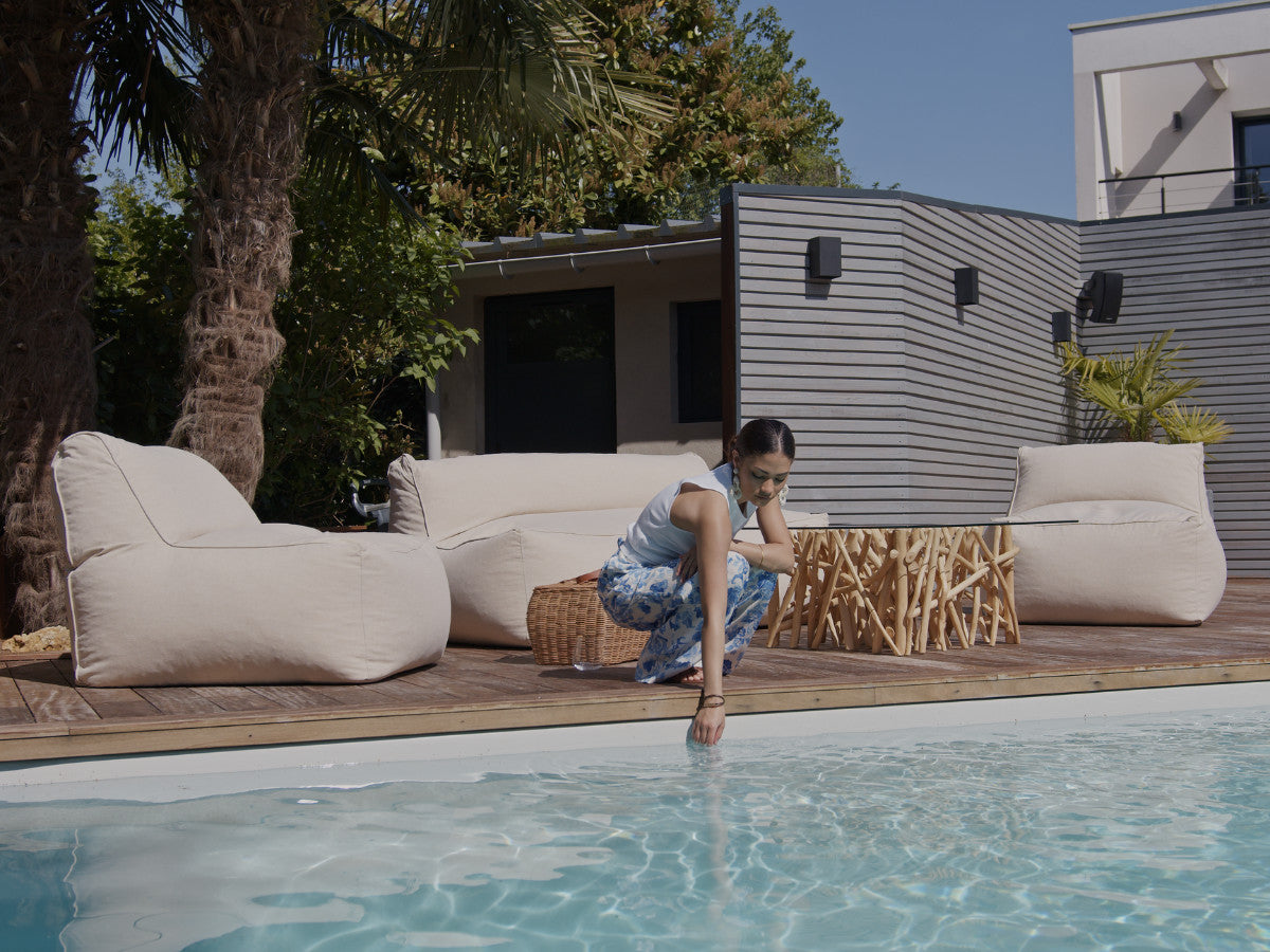 Sofa ogrodowa modułowa RIVIERA z 1 Moduł 1-osobowymi, 1 Moduł 2-osobowymi i 1 szezlongiem