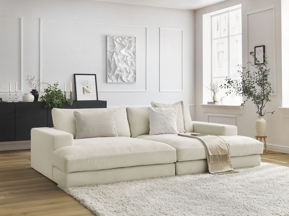 Sofa nierozkładana 4-osobowa LEONARD z głębokim siedziskiem sztruks