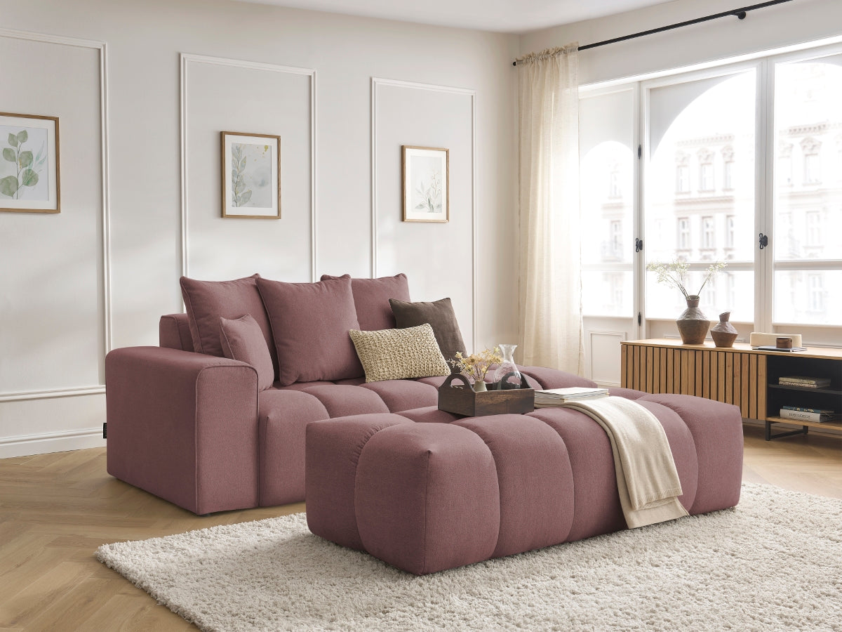 Sofa nierozkładana MONT-BLANC tkanina melanżowa z pufą