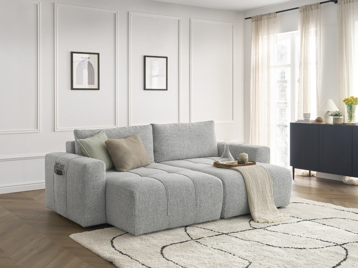 Sofa nierozkładana 4-osobowa ARSENE z głębokim siedziskiem tkanina melanżowa
