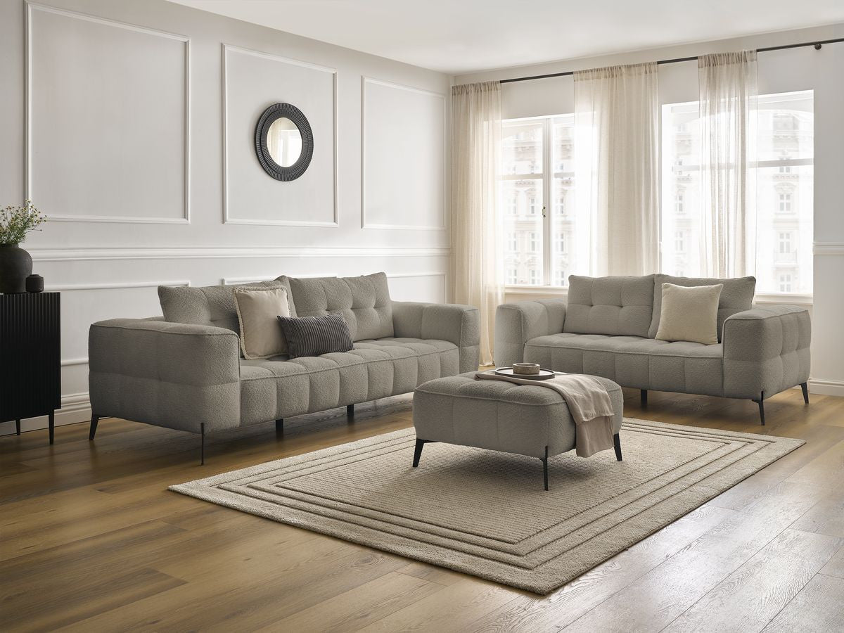 Zestaw Sofa nierozkładany 3+2-osobowymi ANIS tkanina bukla z pufą