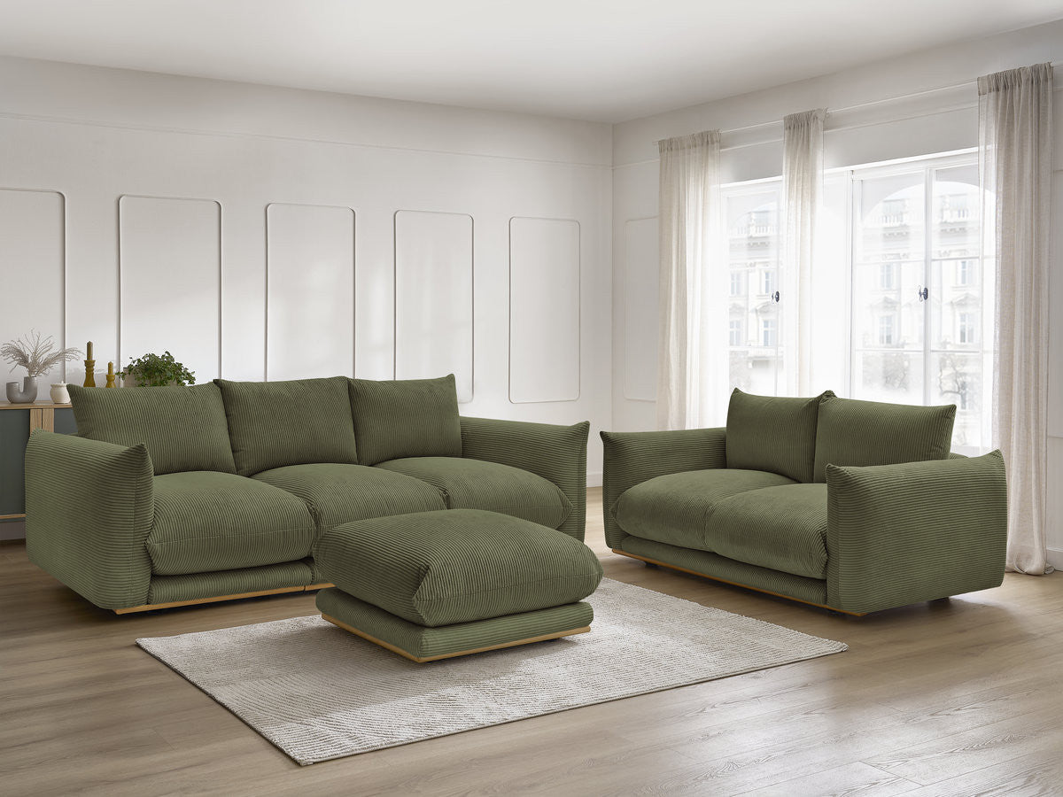 Zestaw Sofa nierozkładany 3+2-osobowymi ERNEST tkanina sztruks z pufą