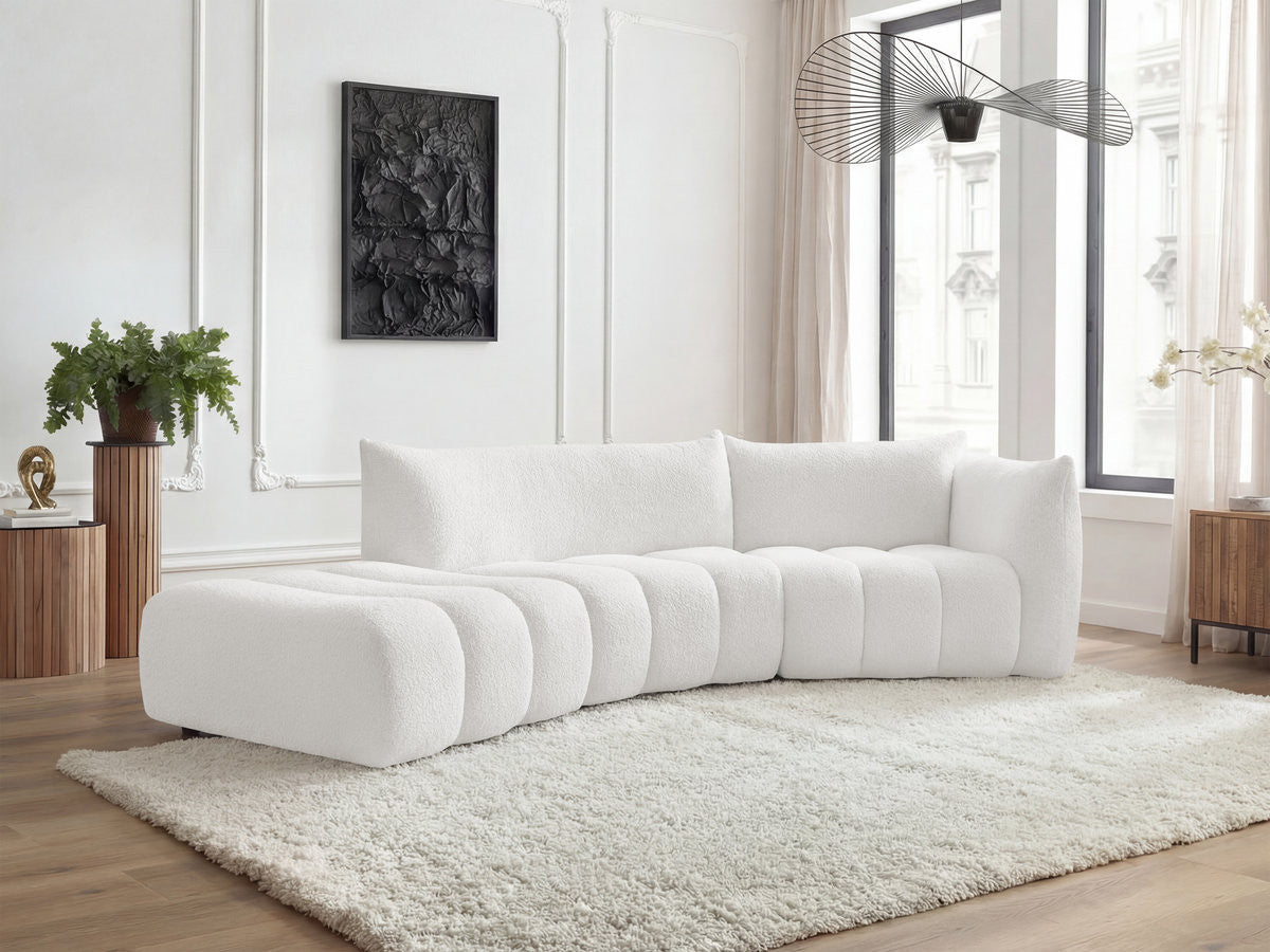 Sofa zaokrąglona 4-osobowa nierozkładana AZRA tkanina bukla