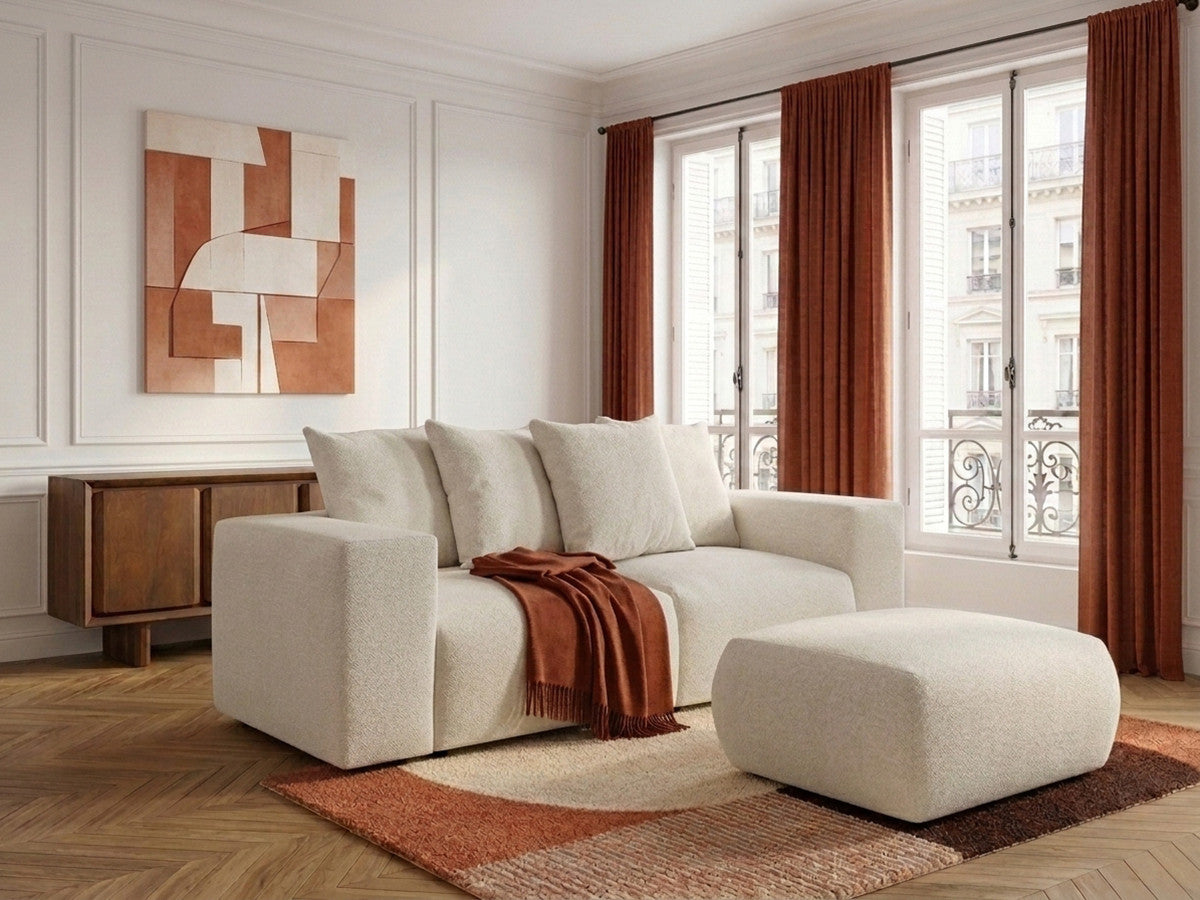 Sofa modułowa nierozkładana VOLTAIRE tkanina melanżowa z pufą