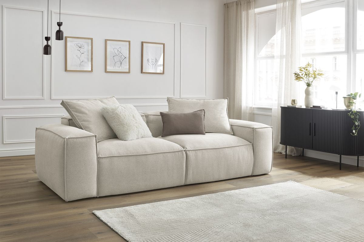 Sofa nierozkładana bardzo miękka 3-osobowa BOHEME tkanina melanżowa