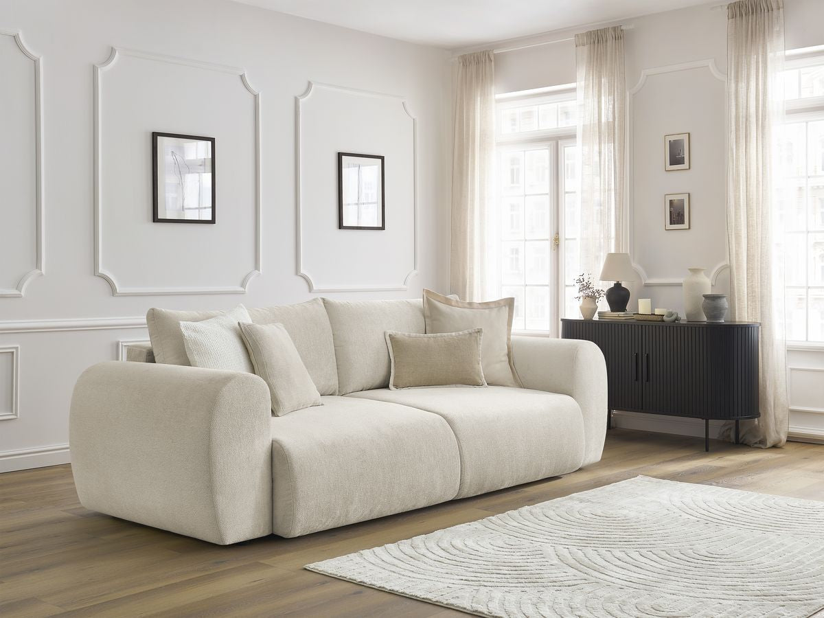 Sofa rozkładana z pojemnikiem LUCIEN gładka tkanina