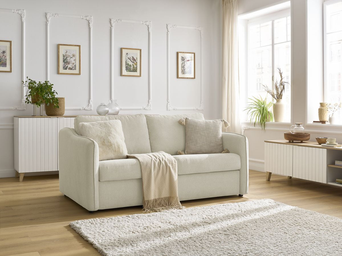 Sofa rozkładana LENNY z systemem włoskim 2-skrzydłowym gładka tkanina