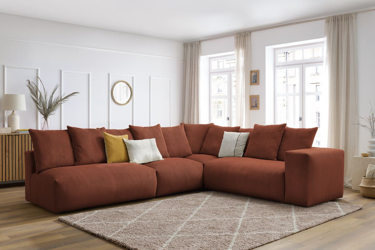 Narożnik modułowy nierozkładany VOLTAIRE z 2 modułami 2-osobowymi, 1 modułem narożnym i 1 Moduł 1-osobowymi