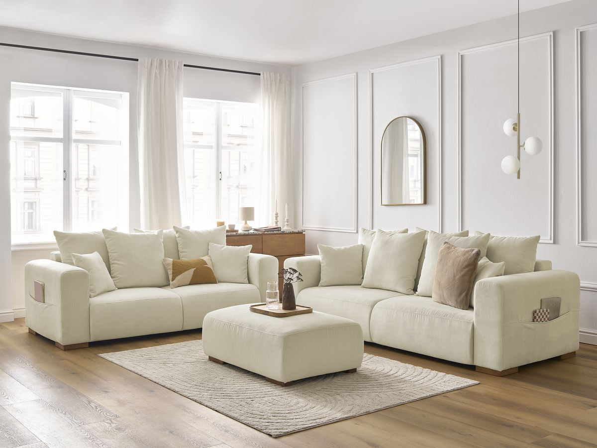 Zestaw Sofa nierozkładany 3+2-osobowymi SIDONIE sztruks z pufą