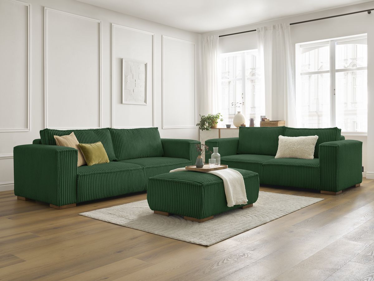 Zestaw Sofa nierozkładany 3+2-osobowymi CHELSEA gruby sztruks z pufą