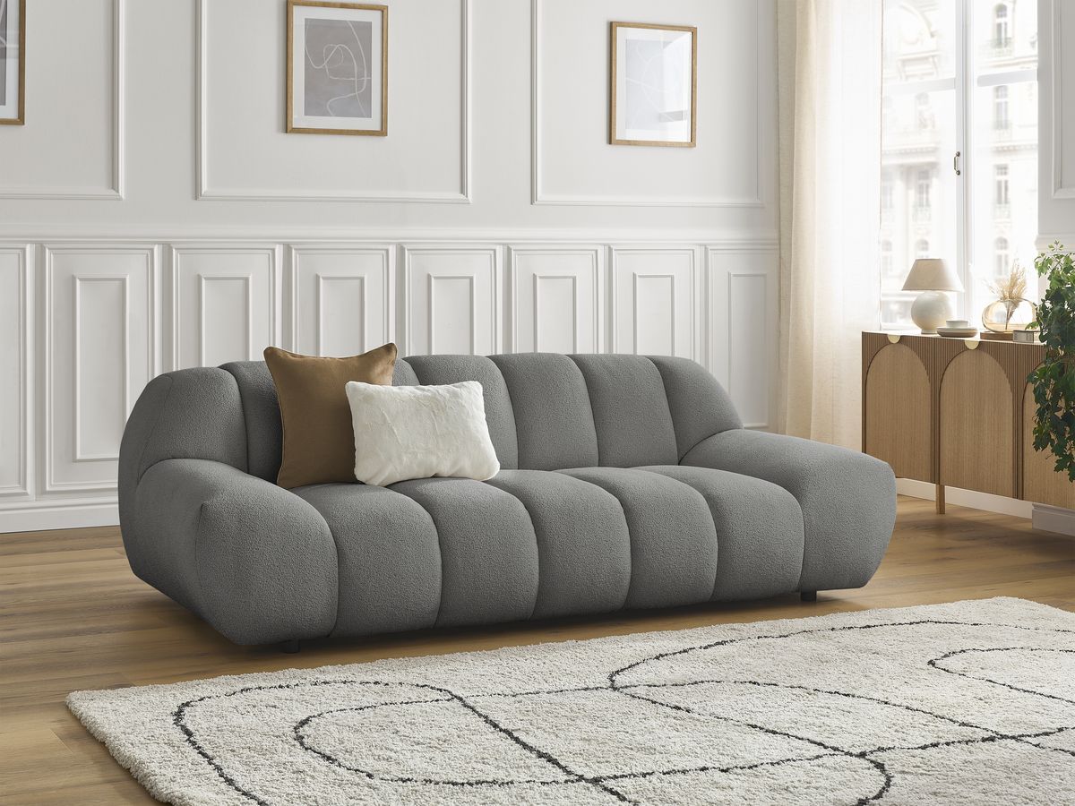 Sofa prosta 2-osobowa nierozkładana HAYDEN tkanina bouclé