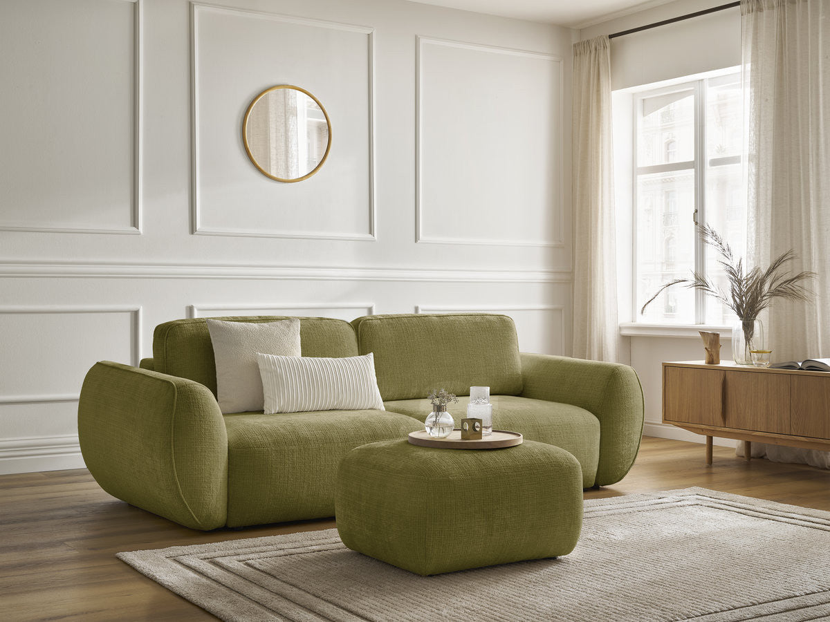 Sofa rozkładana 3-osobowa DENISE tkanina strukturalna z pufą