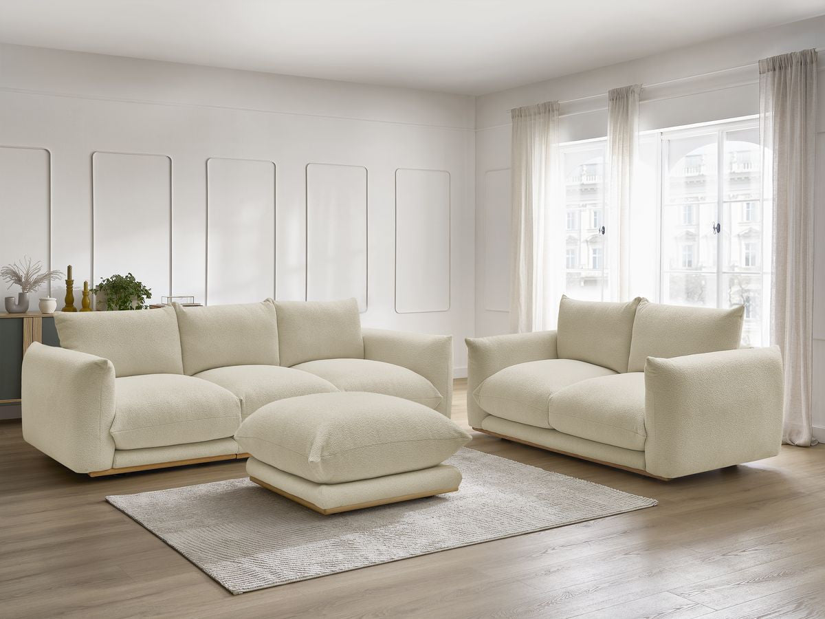 Zestaw Sofa nierozkładany 3+2-osobowymi ERNEST tkanina bukla z pufą