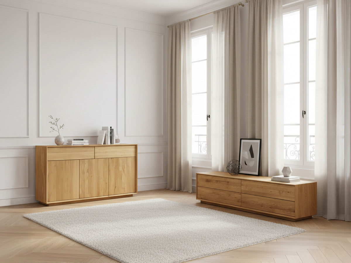 Zestaw VICTORIA z Komoda 164 cm i Szafka RTV 218 cm lity dąb